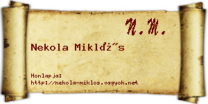 Nekola Miklós névjegykártya